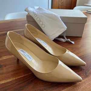 Jimmy Choo Aza Pat Nude, patent leather pumps, size 38